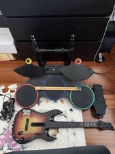 guitar hero world tour xbox 360 conjunto - guitarra, bateria, pedal - não testado, luzes acesas comprar usado  Enviando para Brazil