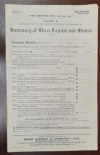 Resumen de formas de capital social y acciones (c1914) raro efímero de la Primera Guerra Mundial segunda mano  Embacar hacia Mexico