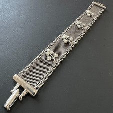 Pulseira vintage assinada GOLDETTE década de 1950 prata malha corrente pérola flor Lea retrô comprar usado  Enviando para Brazil