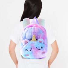 Mochila escolar infantil de pelúcia unicórnio desenho animado casual fofa meninas crianças (roxa) comprar usado  Enviando para Brazil