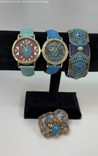 Moda Pulsera, Anillo y Relojes de Pulsera Azul Esmalte Diamantes de Imitación Tono Dorado, 125.7g segunda mano  Embacar hacia Mexico