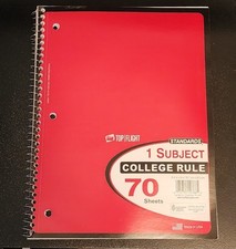 Notebook Top Flight 1 assunto espiral, 70 folhas largas com regras 10,5”x8” vermelho comprar usado  Enviando para Brazil