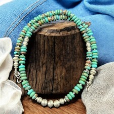 Colar de contas de banco turquesa NAVAJO nuvem de pérolas MTN prata vintage 19" comprar usado Colar de contas de banco turquesa NAVAJO nuvem de pérolas MTN prata vintage 19" comprar usado  Enviando para Brazil