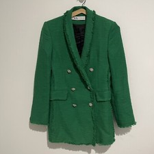 Jaqueta Blazer ZARA Feminina Texturizada Verde Peito Duplo Tamanho P Botão Diamantado  comprar usado  Enviando para Brazil