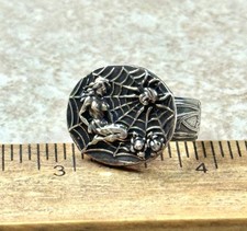 ANEL VINTAGE FEMININO NA TEIA DE ARANHA PRATA PURA .999 FS Tamanho 9 PESO 8g, usado comprar usado  Enviando para Brazil
