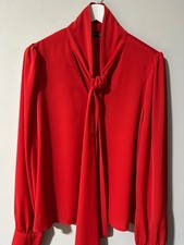 Blusa Shein vermelha com gravata e punhos de botão decote em V Tamanho G, usado comprar usado  Enviando para Brazil