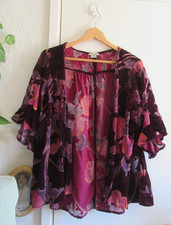 Anama Anthropologie Purple Velvet Burnout Kimono Cardi Duster Boho Top Aberto, SO comprar usado  Enviando para Brazil