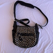 Bolsa tiracolo Isabel Marant couro preto cravejada de prata comprar usado  Enviando para Brazil