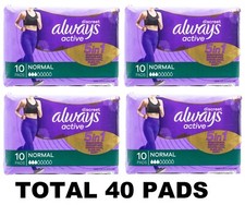 40 x ALWAYS ACTIVE PADS DISCREET 5 EM 1 NORMAL NOVO EM FOLHA (4 x PK10) comprar usado  Enviando para Brazil