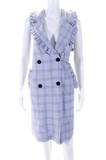 Vestido xadrez feminino inglês fábrica peito duplo babado azul tamanho pequeno comprar usado  Enviando para Brazil