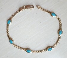 Pulseira de elos de ouro amarelo 14K turquesa - ITÁLIA - 7" - 4g - Usado comprar usado  Enviando para Brazil