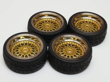 Malha dourada aro super profundo para carro de turismo 1/10, roda de deslocamento de 9 mm, pneus instalados comprar usado  Enviando para Brazil