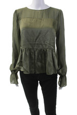 Blusa feminina Intermix de seda manga comprida assimétrica verde oliva tamanho médio, usado comprar usado  Enviando para Brazil