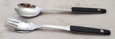 Tenedor y cuchara para carne mango negro acero inoxidable cubiertos cocina segunda mano  Embacar hacia Mexico