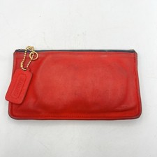 Bolsa de maquiagem vintage Coach couro vermelho bolsa com zíper anos 80 anos 90 Y2K estojo cosmético, usado comprar usado  Enviando para Brazil