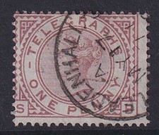 GB. Telégrafos QV. 1876. SG T2wi, 1d vermelho-marrom, prato 1. Usado bem. Gato £ 175. comprar usado  Enviando para Brazil