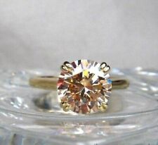Anel solitário de diamante champanhe tratado com 3,45 quilates certificado em prata 925. comprar usado  Enviando para Brazil