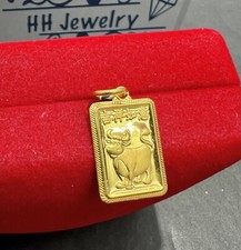 Pingente retangular de ouro amarelo 24K de boi/vaca, usado comprar usado  Enviando para Brazil