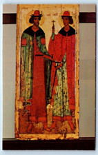 Cartão postal St. Boris & St. Gleb ICON ovo têmpera em painel de madeira MOSCOU RÚSSIA, usado comprar usado  Enviando para Brazil