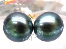 Brincos de pérola verde preta taitiana natural real ouro amarelo 14K 5-14 mm comprar usado  Enviando para Brazil