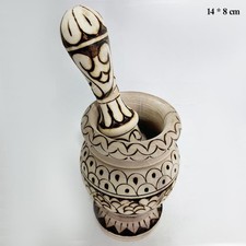 Argamassa de madeira esculpida à mão pilão triturador de alho estilo vintage ferramenta de moagem de ervas comprar usado  Enviando para Brazil