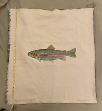 Tapeçaria de tecido quadrada por design com bordado de truta arco-íris 28”x25” EUA comprar usado  Enviando para Brazil