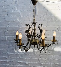 Candelabro vintage cristal bronze 6 braços 6 luzes colonial espanhol comprar usado  Enviando para Brazil
