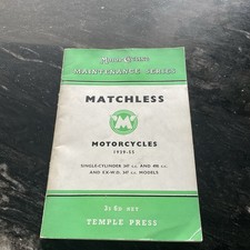 Matchless maintenance booklet for sale  NORMANTON