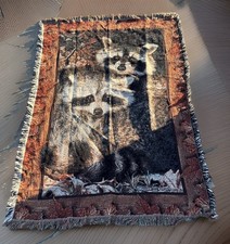 Cobertor de tapeçaria franja par de guaxinins 60” X 40” bom estado ao ar livre comprar usado  Enviando para Brazil