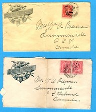 New Brunswick -  2 Different Moncton Covers, Hotel Brunswick, 1895, 1910, RPOs na sprzedaż  Wysyłka do Poland