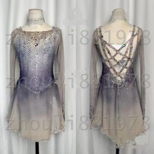 Vestido de patinação artística feminino/menino vestido de patinação no gelo elastano tingimento cinza comprar usado  Enviando para Brazil