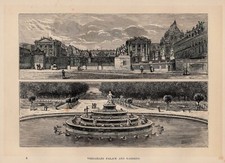 VERSAILLES PALACE GARDENS - Vistas da fonte França gravura antiga real 1880, usado comprar usado  Enviando para Brazil
