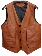 Colete de couro motociclista masculino estilo clube masculino bolso arma colete bronzeado 3 comprar usado  Enviando para Brazil