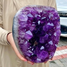 Bloque de amatista natural 9,06 lb racimo de cuarzo espécimen mineral curación espiritual segunda mano  Embacar hacia Mexico