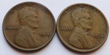 Usado, 1914-P + 1914-S Lincoln centavos de trigo F/VF, dois centavos de 1C comprar usado  Enviando para Brazil