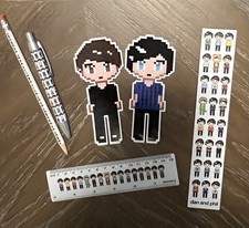 Dan and Phil jumbo pixel people adesivos régua caneta lápis marcador comprar usado  Enviando para Brazil