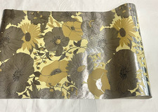 Papel de parede vintage retrô anos 70 prata amarelo floral folha rolo MCM Groovy comprar usado  Enviando para Brazil