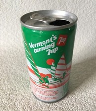 Vintage VERMONT’S Turning 7UP Soda Pop Can Steel Ice Boating #45 OSHKOSH WI comprar usado  Enviando para Brazil