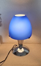 Vintage IKEA lampa stołowa B9712, chromowana podstawa, niebieski szklany klosz, kształt grzyba na sprzedaż  Wysyłka do Poland