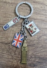 London Souvenir Keychain 3 Charms UK Flag  Big Ben Oxford Street Phone Booth  comprar usado  Enviando para Brazil