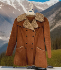 Vintage Shearling Coat Penny Lane Wegański Zamsz Kultowy Hipisowski Boho lata 70. Kowbojka Med na sprzedaż  Wysyłka do Poland