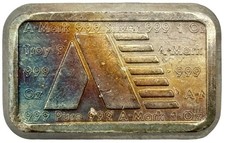 Lingote vintage 1981 A-MARK USVI 1 OZ .999 barra de plata fina tono arco iris #1 segunda mano  Embacar hacia Mexico