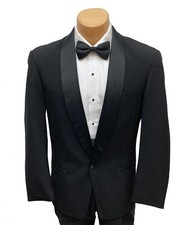 Usado, Jaqueta smoking preta masculina com forro NFL um botão com xale de cetim lapelas 40R comprar usado  Enviando para Brazil