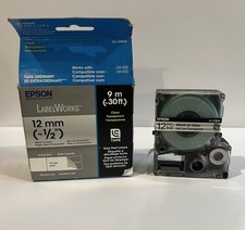 Usado, Epson Label Works 12mm 1/2" preto em fita adesiva transparente LC-4TBN9 para LW300 LW400 comprar usado  Enviando para Brazil