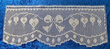 Szydełkowa firana "Trzące serce" ręcznie robiona biała 100% bawełna ok. 101 x 41 cm, używany na sprzedaż  Wysyłka do Poland