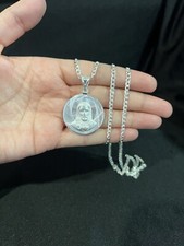Medalha e corrente de freio masculina prata esterlina 925 cabeça de Jesus Deus coração sagrado 24 30 comprar usado  Enviando para Brazil
