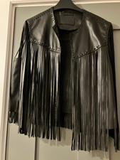 fringed leather jacket for sale  SWINDON