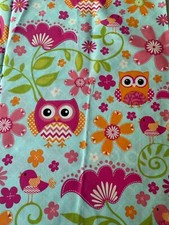 Tecido de algodão coruja 19” x 44” rosa laranja verde e branco sobre azul comprar usado  Enviando para Brazil