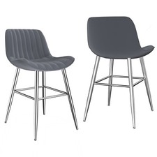 Silla de bar de 26 pulgadas con respaldo y reposapiés gris segunda mano  Embacar hacia Mexico