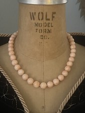 COLAR DE CONTAS VINTAGE NATURAL BLUSH PELE DE ANJO CORAL FECHO OURO 14K 17” comprar usado  Enviando para Brazil